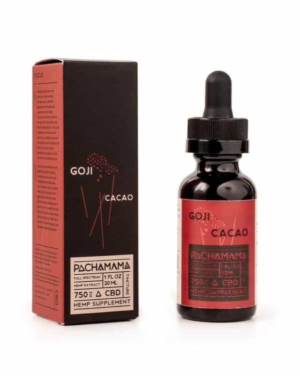 Bottle of Pachamama CBD Tincture - Focus - Goji Cacao
