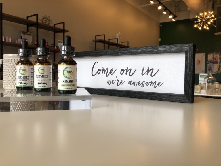 Welcome sign at Trek CBD in Holly Springs NC