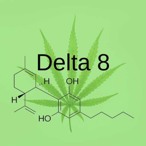 Delta 8 molecule on a green background